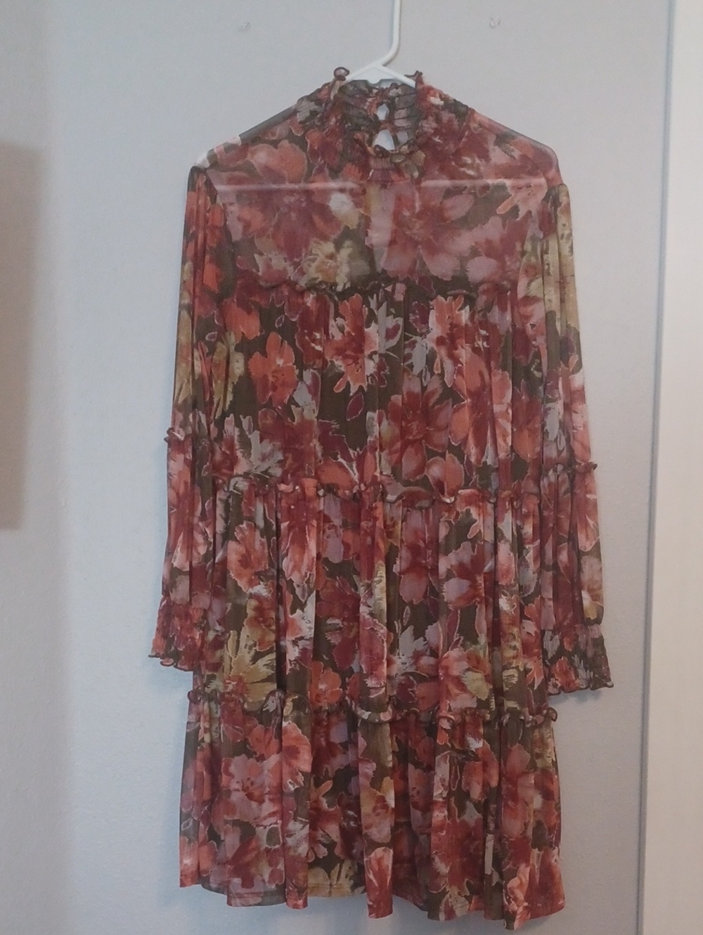 Stella & Julie Floral Tiered Long Sleeve Midi Dress Floral Size 8 Y2K Covered